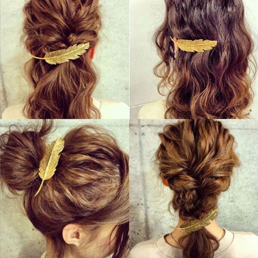 Gaby Leaf Hair Clip (Golden/Silver) - Picture 6 of 8